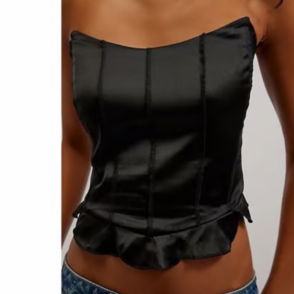Free People Intimately Silver Siren Corset Tube Top